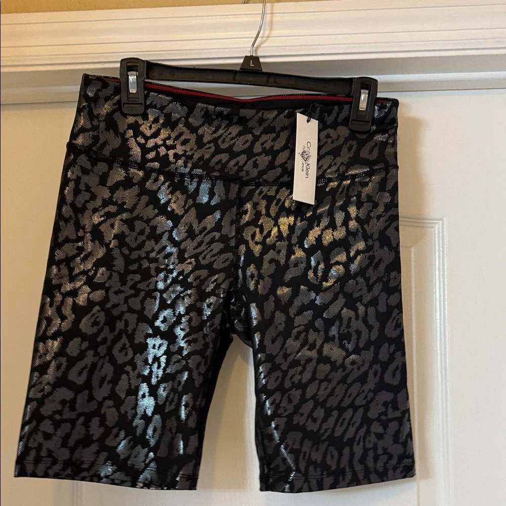 Calvin Klein Black Metallic Leopard Bike Shorts - Picture 1 of 4